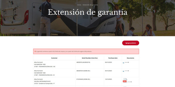 FIAMMA: EXTENSIÓN DE GARANTÍA DE 2 A 3 AÑOS (Toldos y Portabicis)